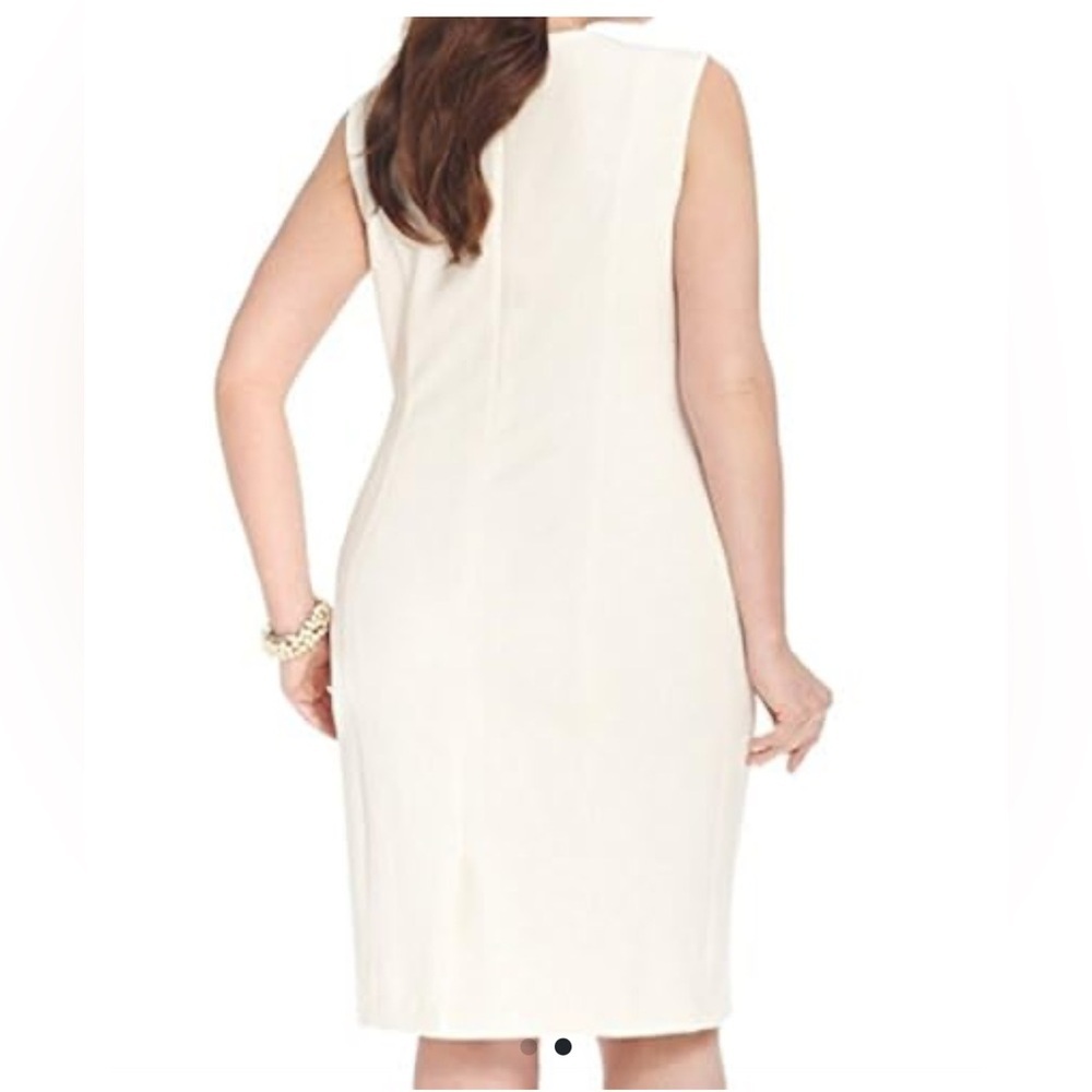 Kasper Woman Sleeveless Sheath Seamed Embellished Dress Cream Size 4 - Picture 2 of 11